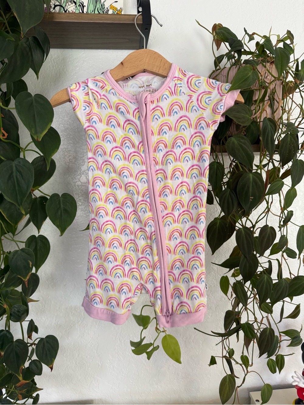 Little Sleepies Pink Rainbow Zip shorty Pajama 6-12 months